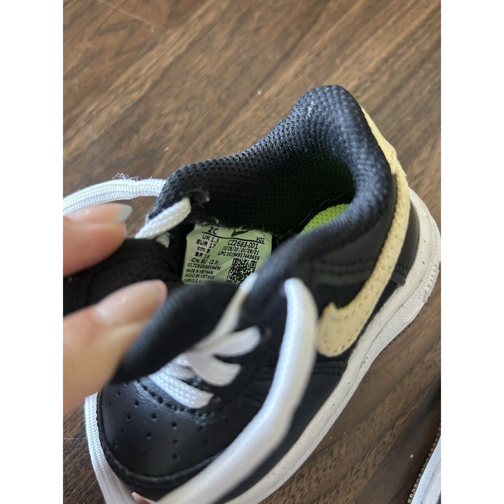 Nike Air Force 1 LV8 TD Toddler 2C Black Gold White Shoes CZ2663-001 - Picture 8 of 8